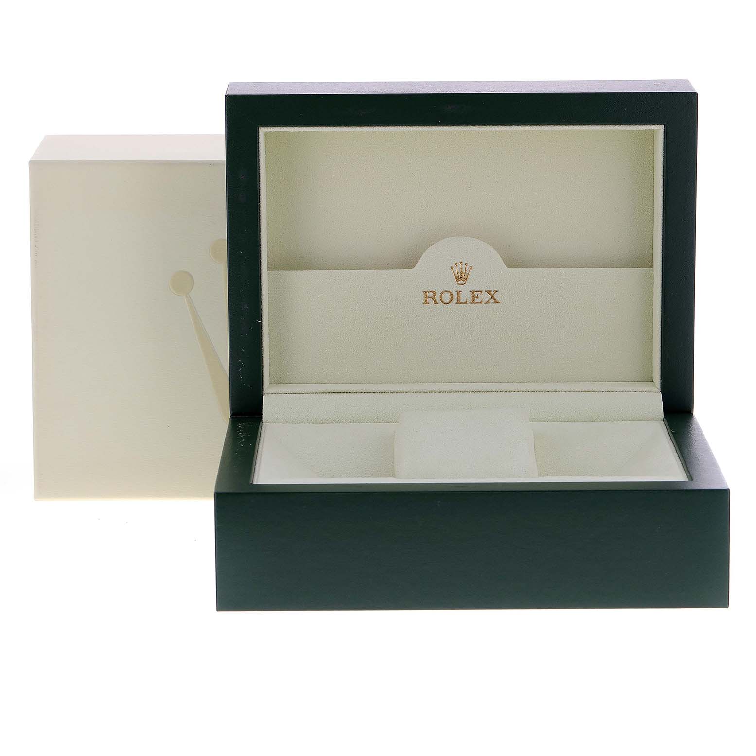 This image shows an open Rolex watch box for the Turn-o-Graph model, displaying its interior packaging.