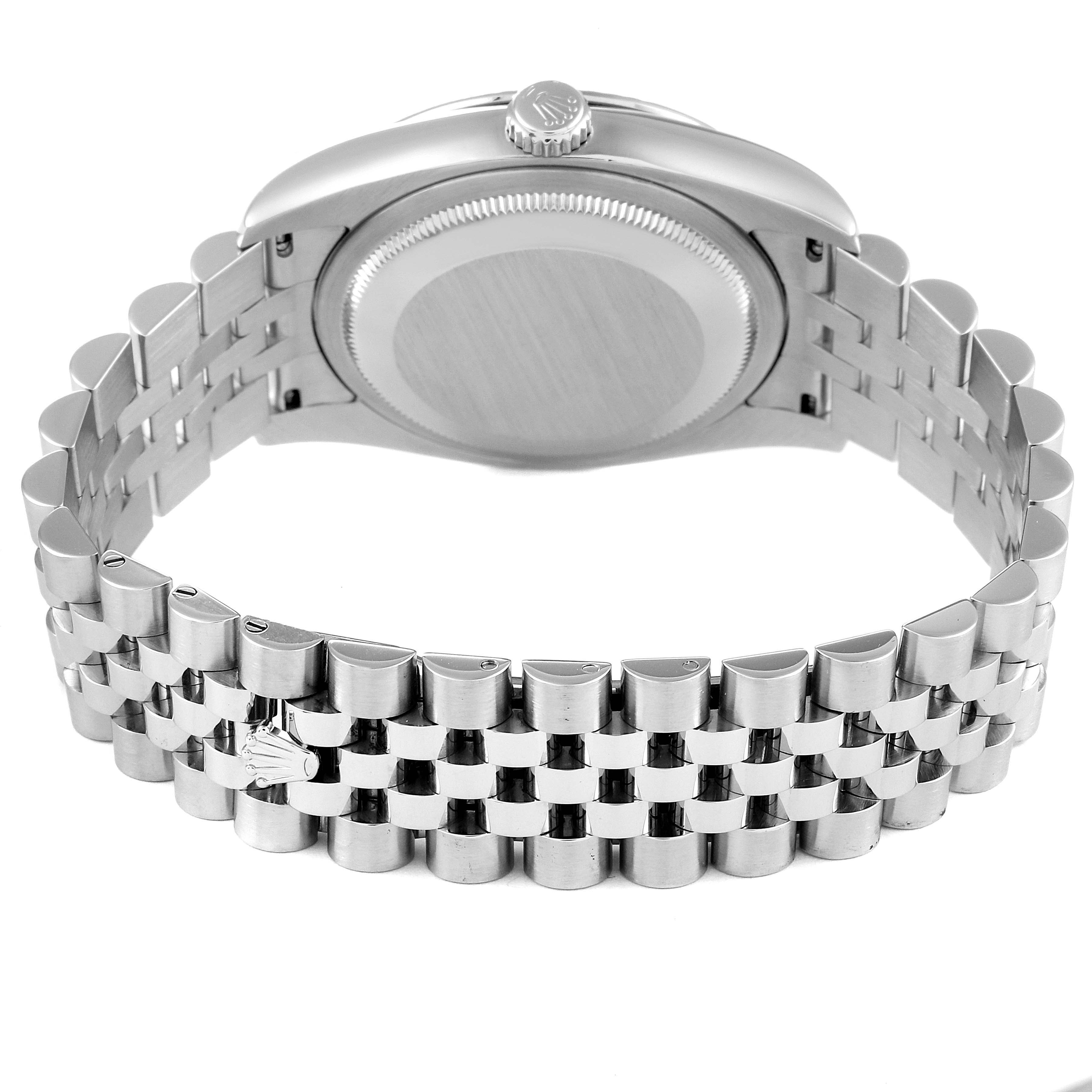 The image shows the back case and bracelet of the Rolex Turn-o-Graph 116264 Men
s Stainless Steel Blue Dial 116264 Men
s Stainless Steel Blue Dial watch from a rear view angle.