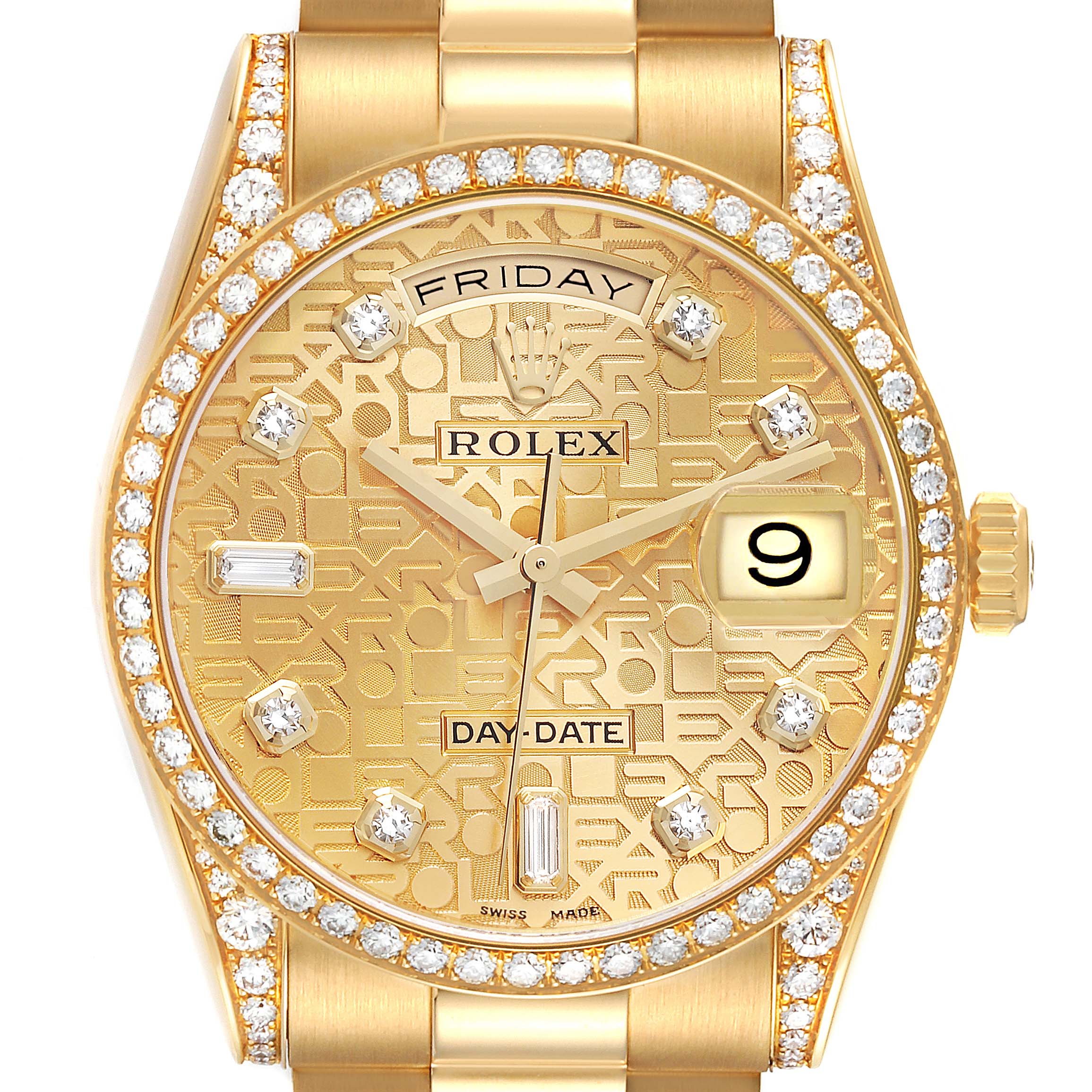 Rolex presidential day date hotsell diamond bezel