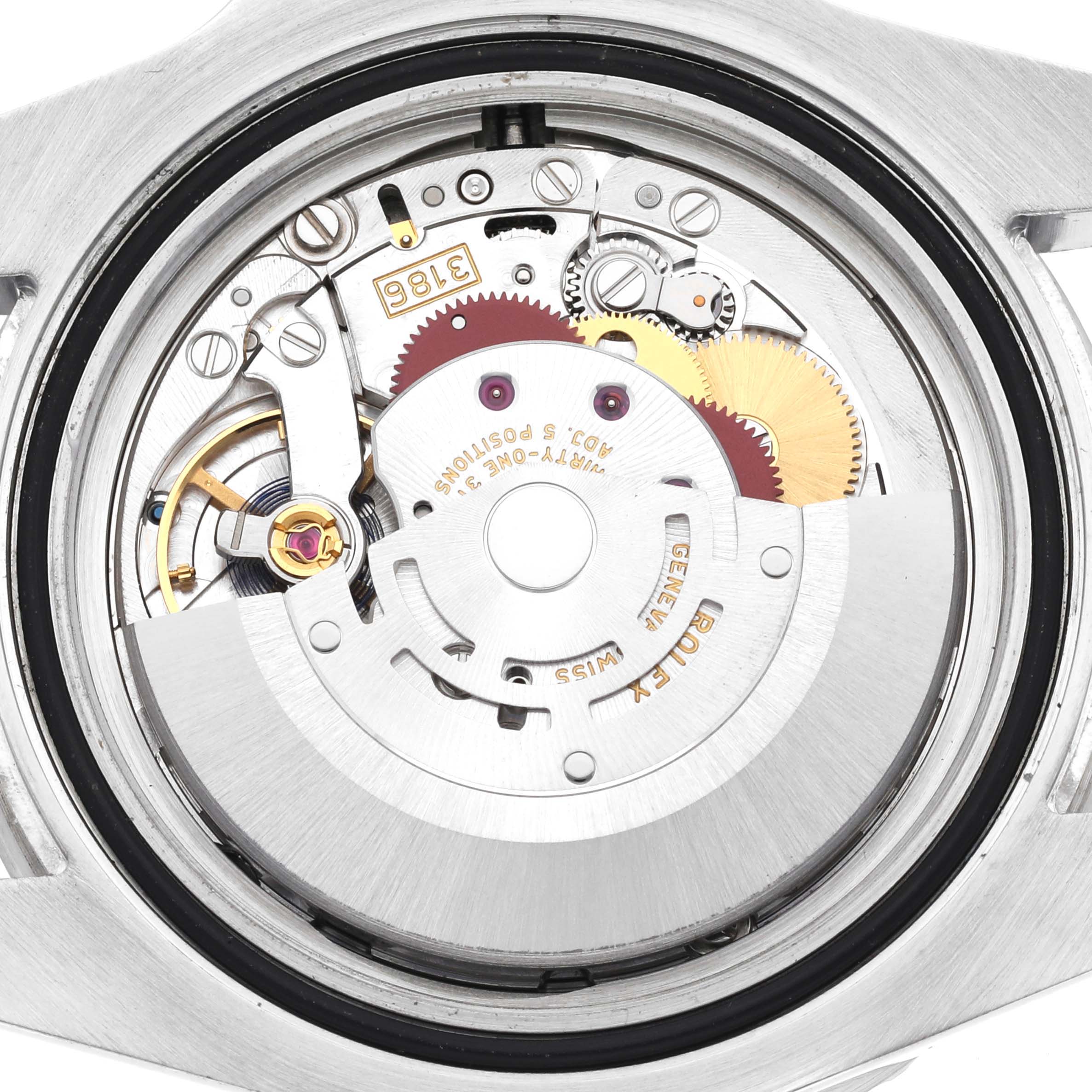 This image shows the internal movement mechanism of a Rolex GMT-Master 116710BLNR Men's Stainless Steel Black Dial 116710BLNR Men's Stainless Steel Black Dial watch, viewed from the back.