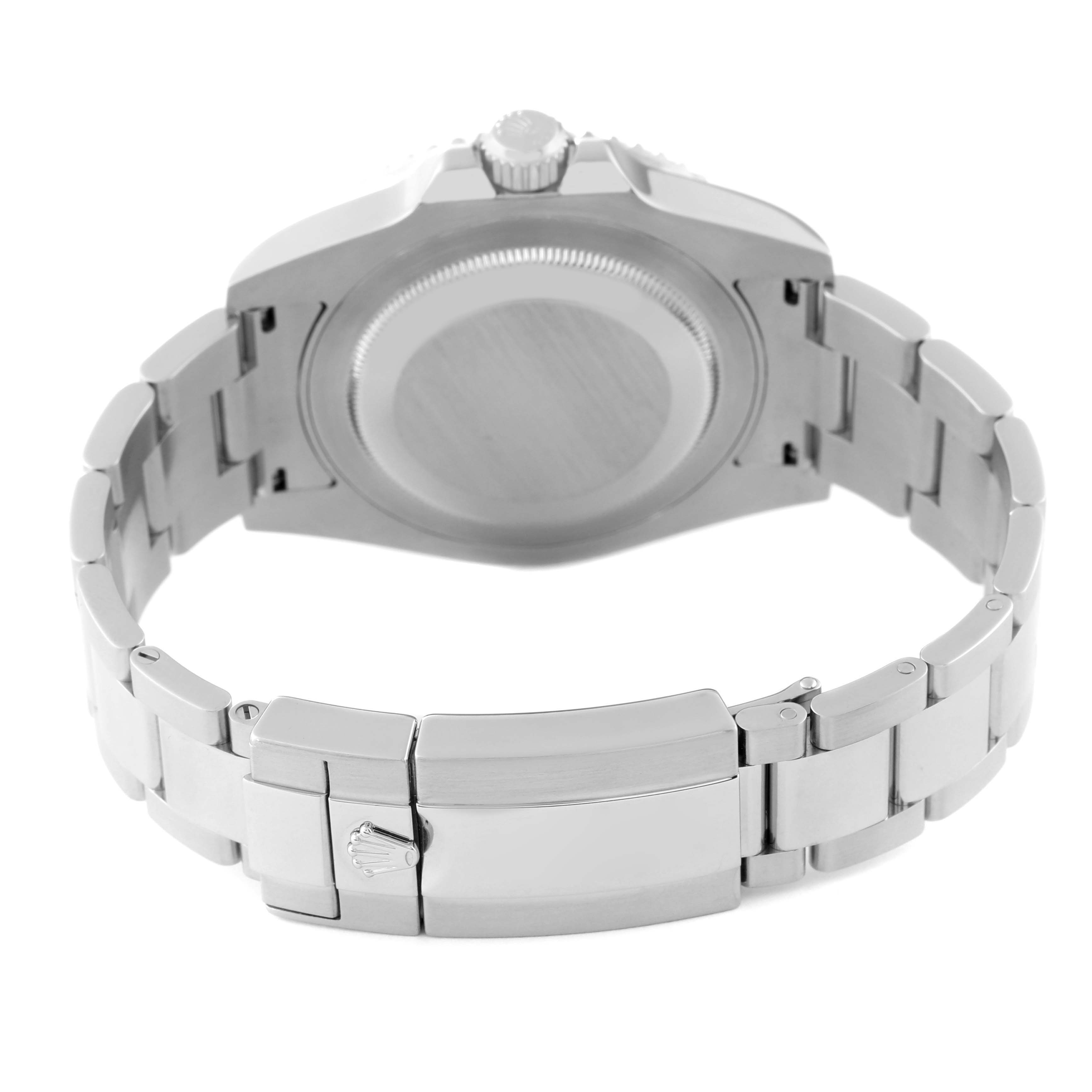 The image shows the back case and clasp of a Rolex GMT-Master 116710 Men
s Stainless Steel Black Dial 116710 Men
s Stainless Steel Black Dial watch from a rear angle.