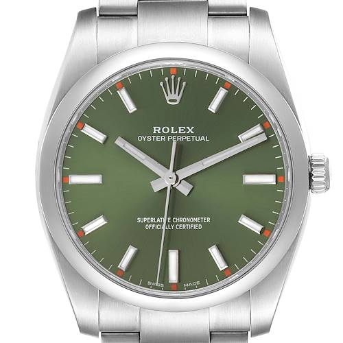 Photo of Rolex Oyster Perpetual 34mm Steel Olive Green Dial Mens Watch 114200