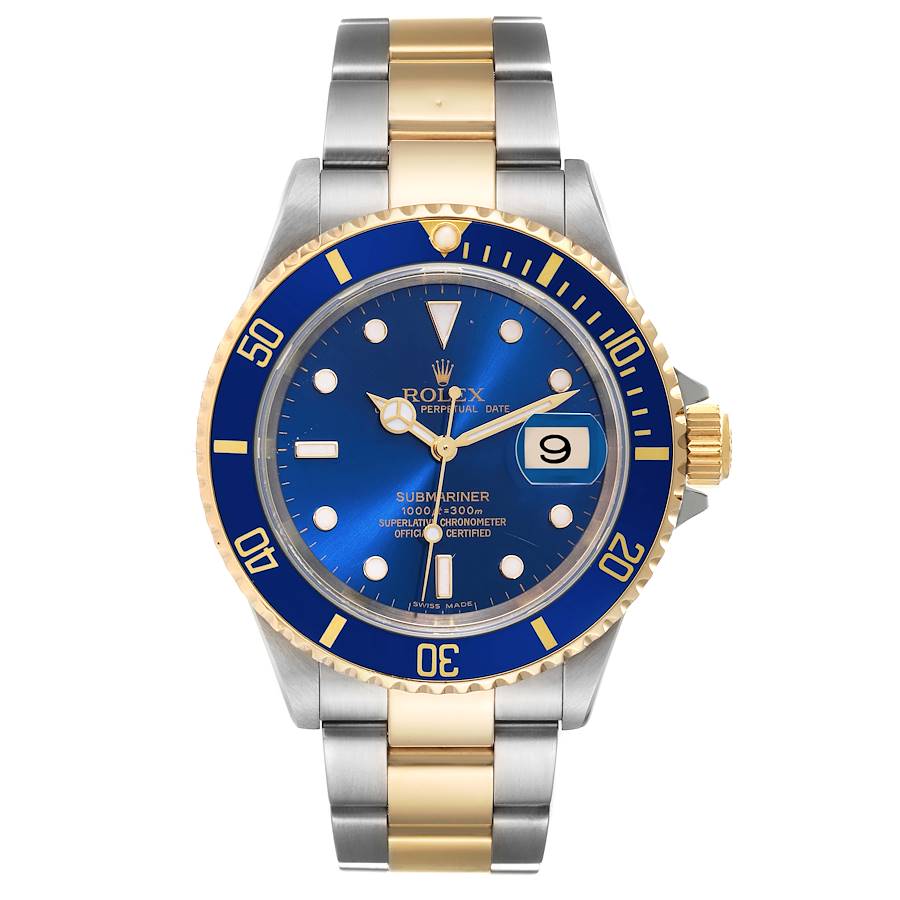 Rolex Submariner Blue Dial Steel Yellow Gold Mens Watch 16613 SwissWatchExpo