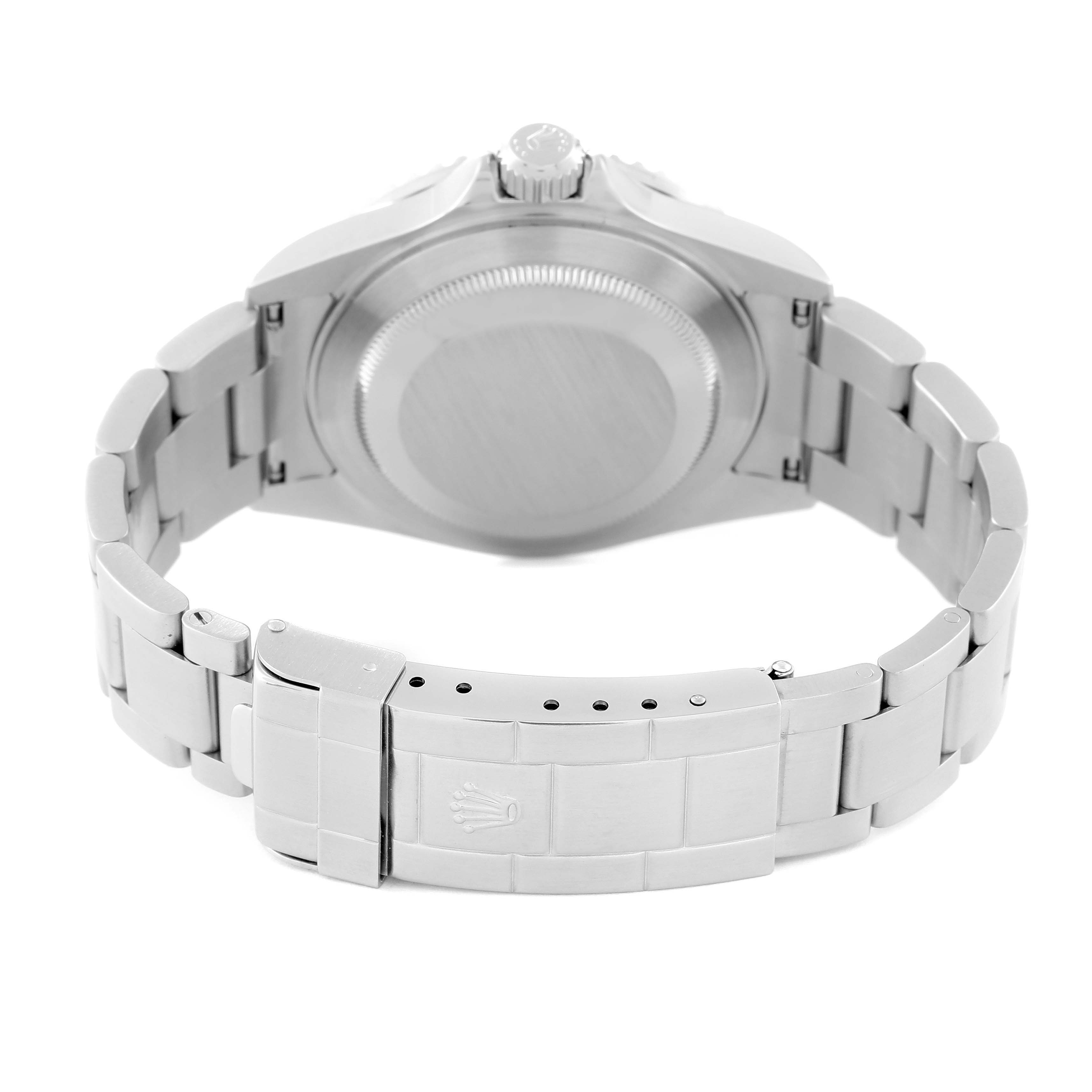 The image shows the back case and bracelet of a Rolex Submariner 16610 Men
s Stainless Steel Black Dial 16610 Men
s Stainless Steel Black Dial watch from a rear angle.