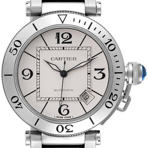Photo of Cartier Pasha Seatimer Steel Silver Dial Mens Watch W31080M7 Box Papers