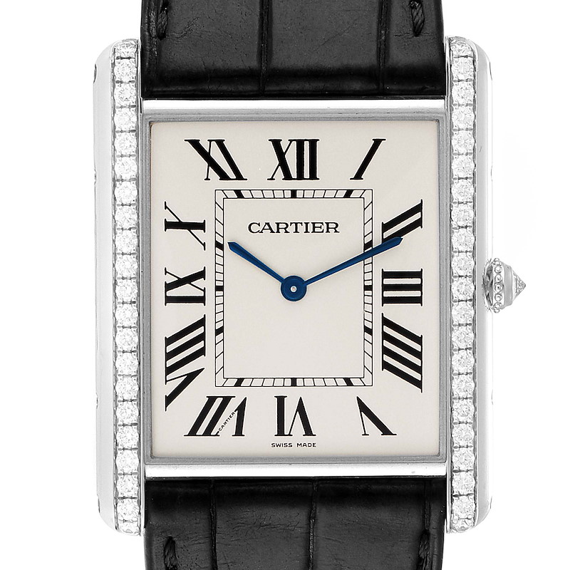 Cartier Tank Louis XL White Gold Diamond Mens Watch WT200006 Box Papers SwissWatchExpo
