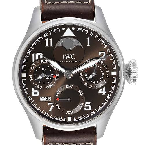Photo of IWC Big Pilot Prepetual Calendar Brown Dial Mens Watch IW503801 Box Card