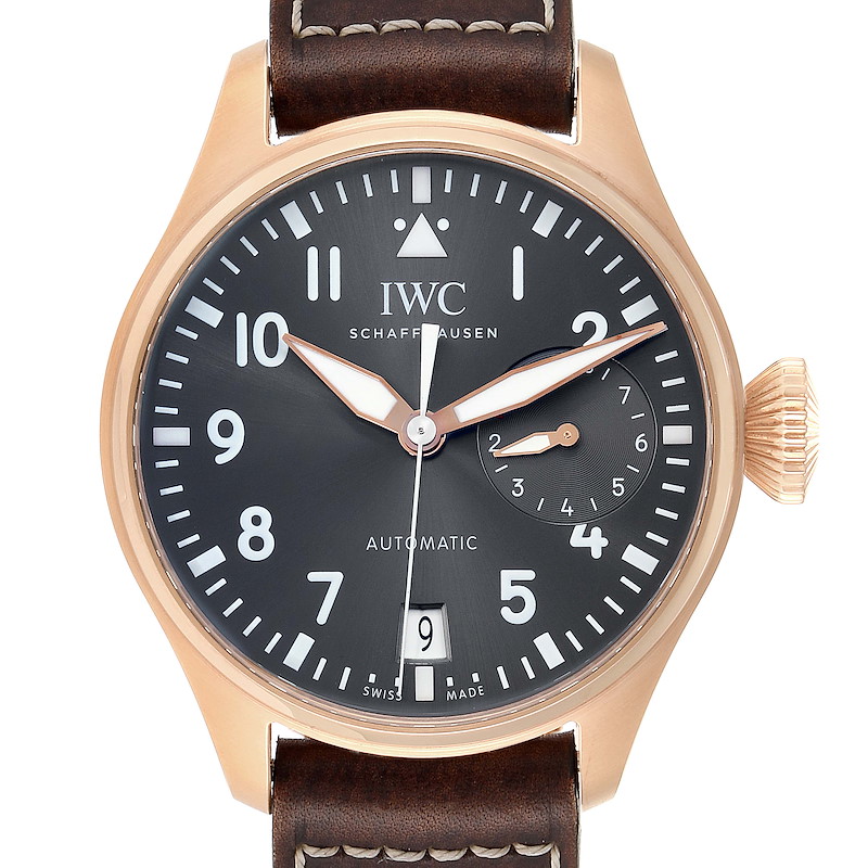 IWC Big Pilot Spitfire Slate Dial Rose Gold Mens Watch IW500917 Box Card SwissWatchExpo