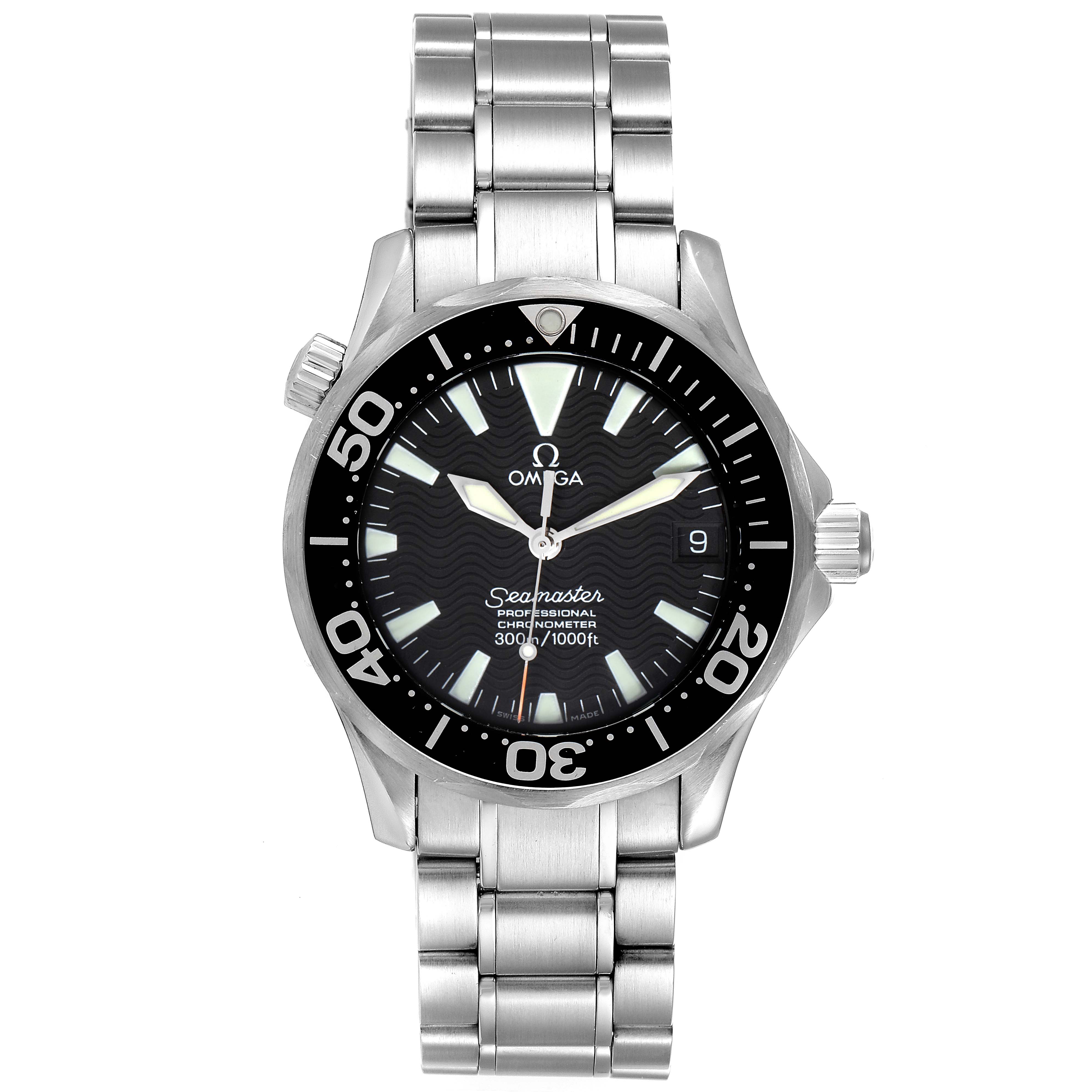 Omega Seamaster 36mm Midsize Black Wave Dial Steel Watch 2252.50.00 ...