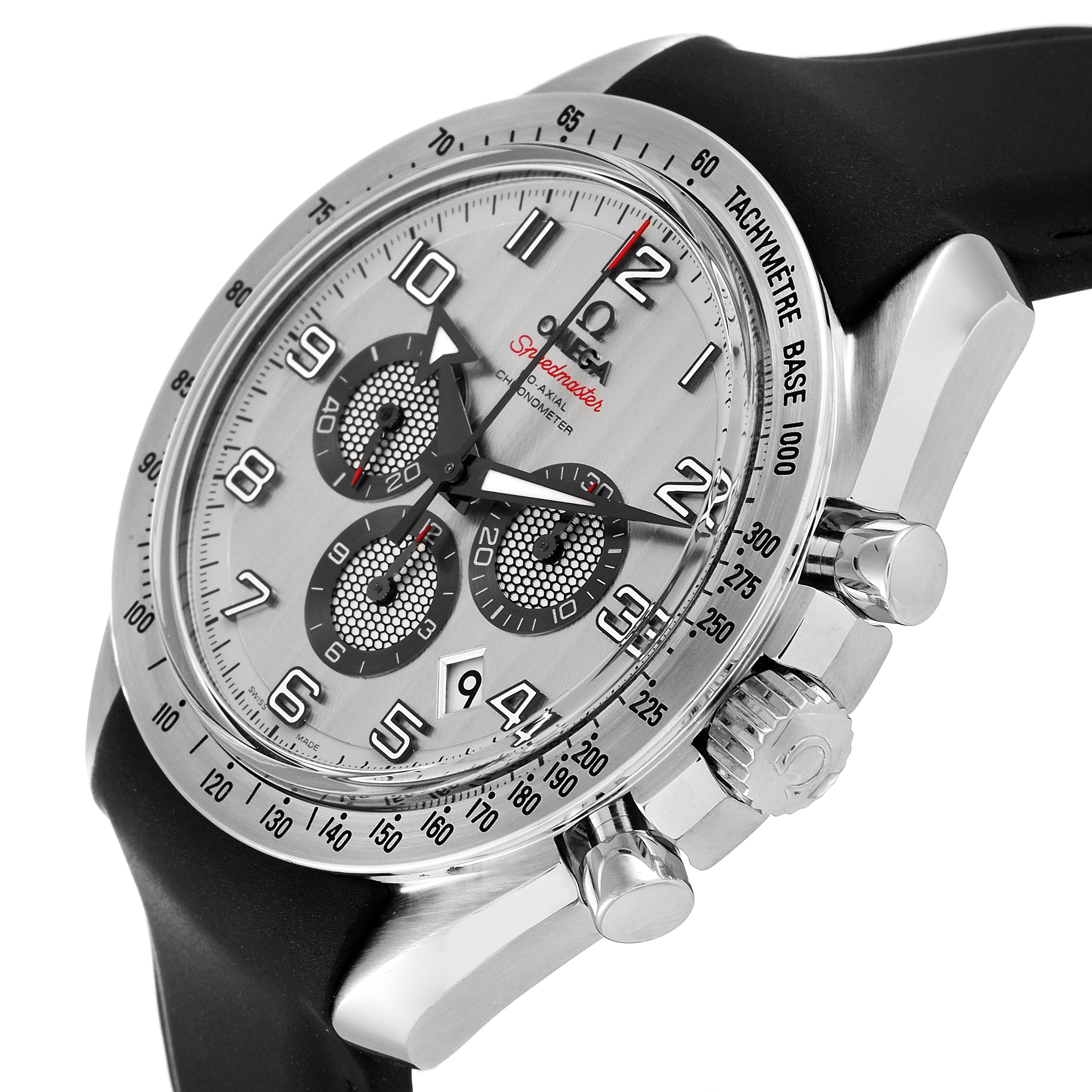 The Omega Speedmaster 321.13.44.50.02.001 Men
s Stainless Steel Silver Dial 321.13.44.50.02.001 Men
s Stainless Steel Silver Dial watch is shown at a slight angle, highlighting its dial, bezel, crown, and pushers.