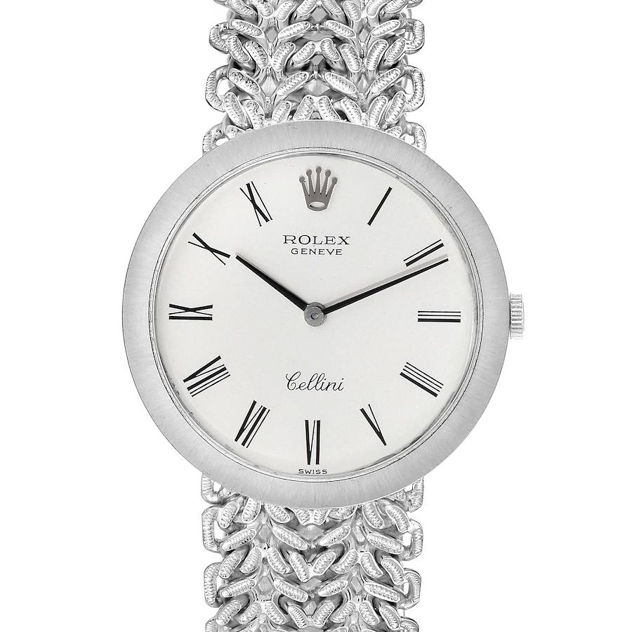 Rolex Cellini 18k White Gold Silver Dial Vintage Ladies Watch 3838 SwissWatchExpo