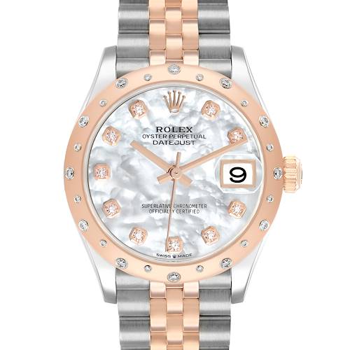 Photo of Rolex Datejust 31 Midsize Steel Rose Gold Diamond Ladies Watch 278341 Box Card