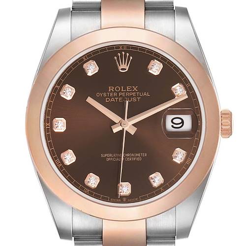 Photo of Rolex Datejust 41 Steel Rose Gold Diamond Dial Mens Watch 126301 Box Card