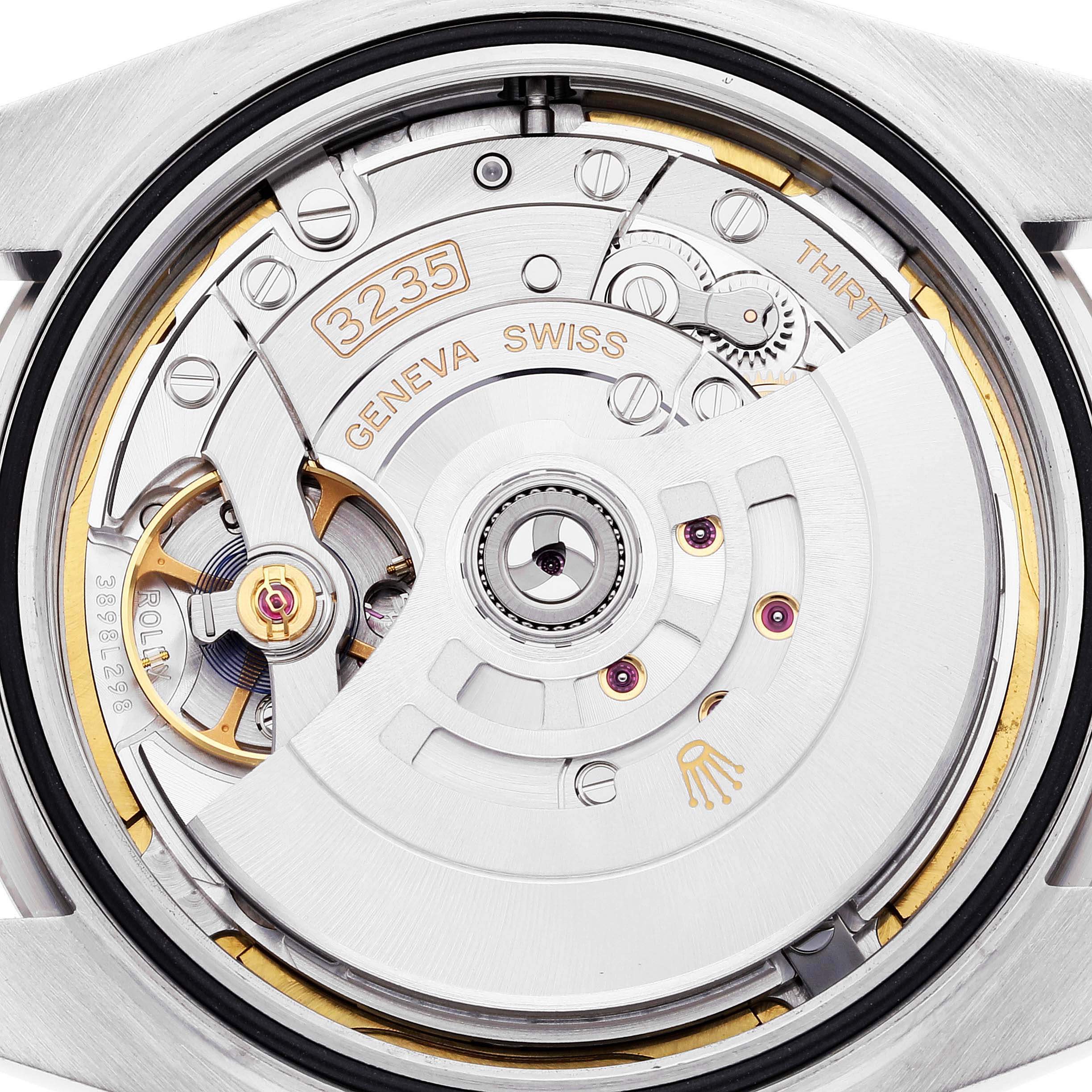 This image shows the movement mechanism of a Rolex Datejust 41 126334 Men's Stainless Steel Mother of Pearl Dial 126334 Men's Stainless Steel Mother of Pearl Dial watch, viewed from the back case.