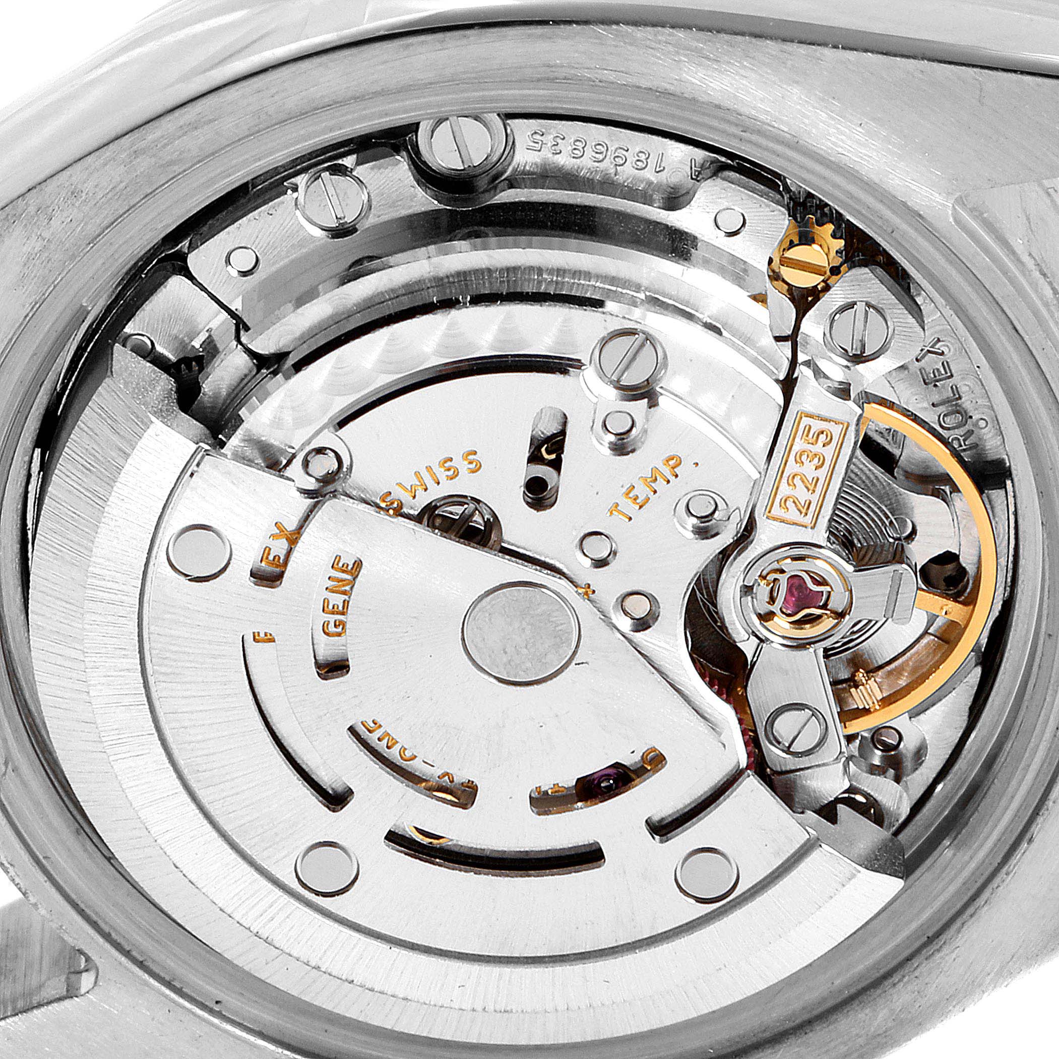 The image shows a close-up of the Rolex Datejust 179171 Women's Rose Gold Pink Dial 179171 Women's Rose Gold Pink Dial watch movement, highlighting the intricate internal mechanism.