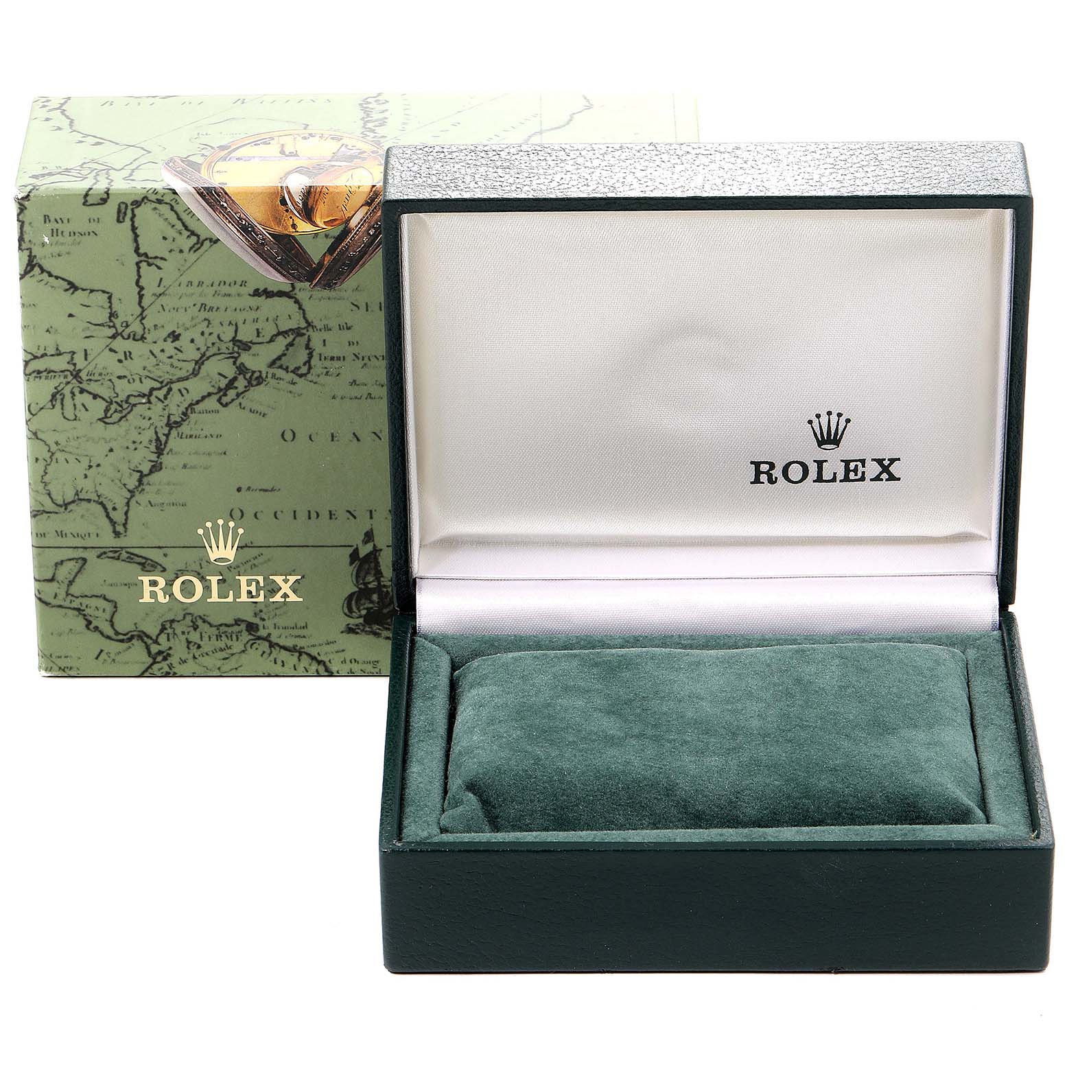 The image shows the packaging and box of a Rolex Mid-Size 68273 Women's Steel and Gold (two tone) White Dial 68273 Women's Steel and Gold (two tone) White Dial model, with the lid open revealing the inner cushion.