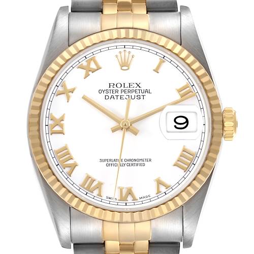 Photo of Rolex Datejust Stainless Steel Yellow Gold Mens Watch 16233 Box Papers