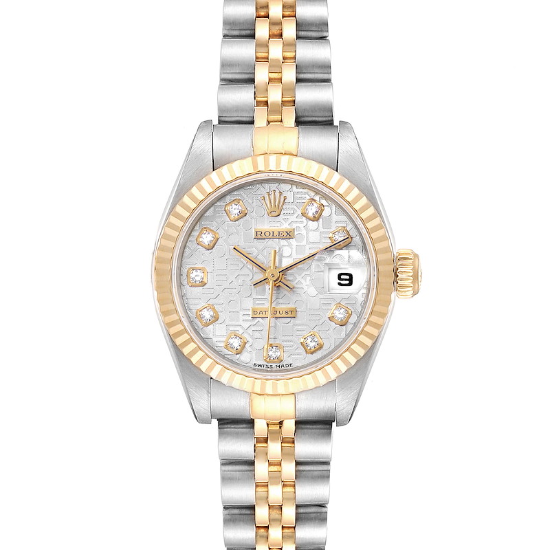 Rolex Datejust Steel Yellow Gold Silver Diamond Dial Ladies Watch 69173 SwissWatchExpo