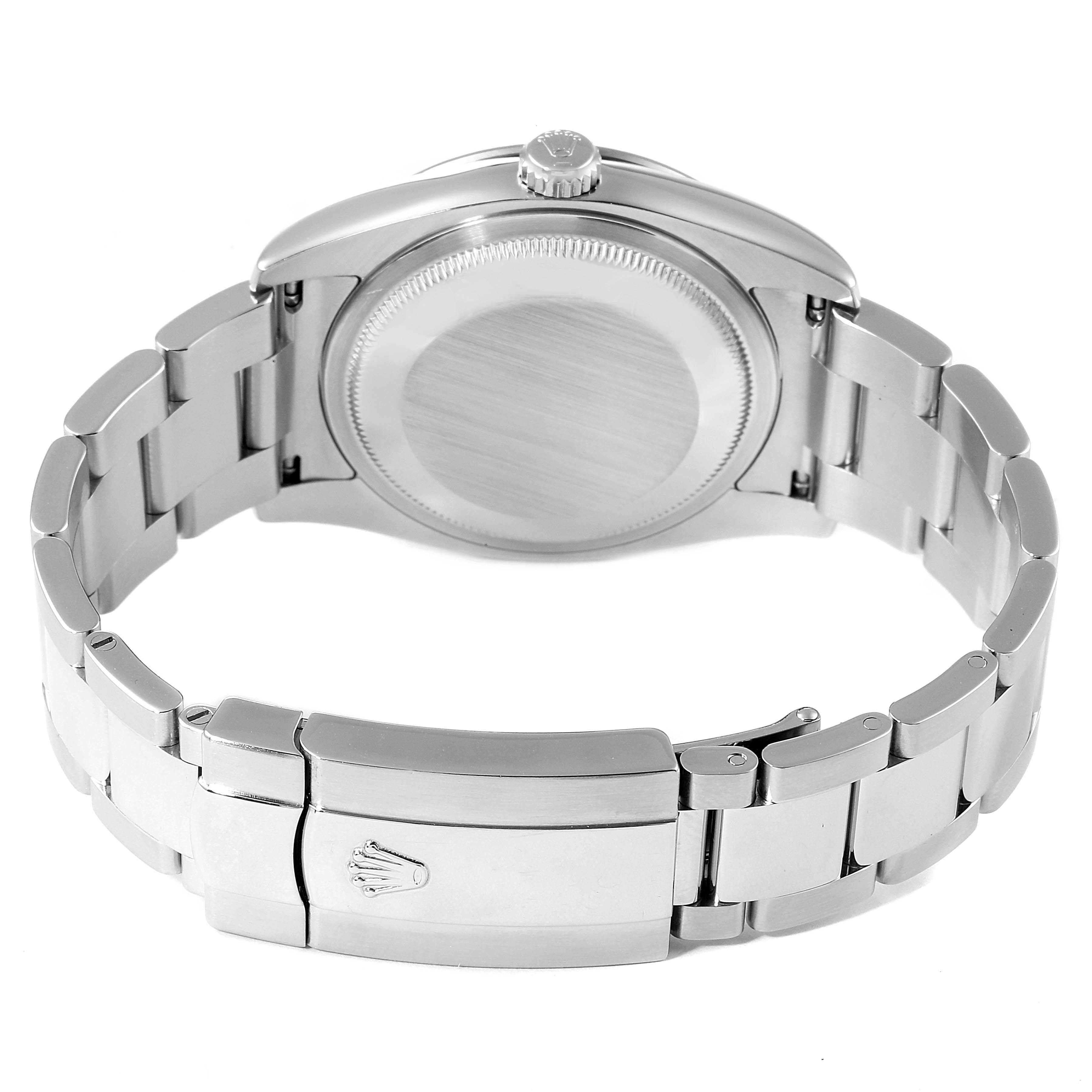 This image shows the backside and bracelet clasp of the Rolex Turn-o-Graph 116264 Men
s Stainless Steel Blue Dial 116264 Men
s Stainless Steel Blue Dial watch from a rear angle.