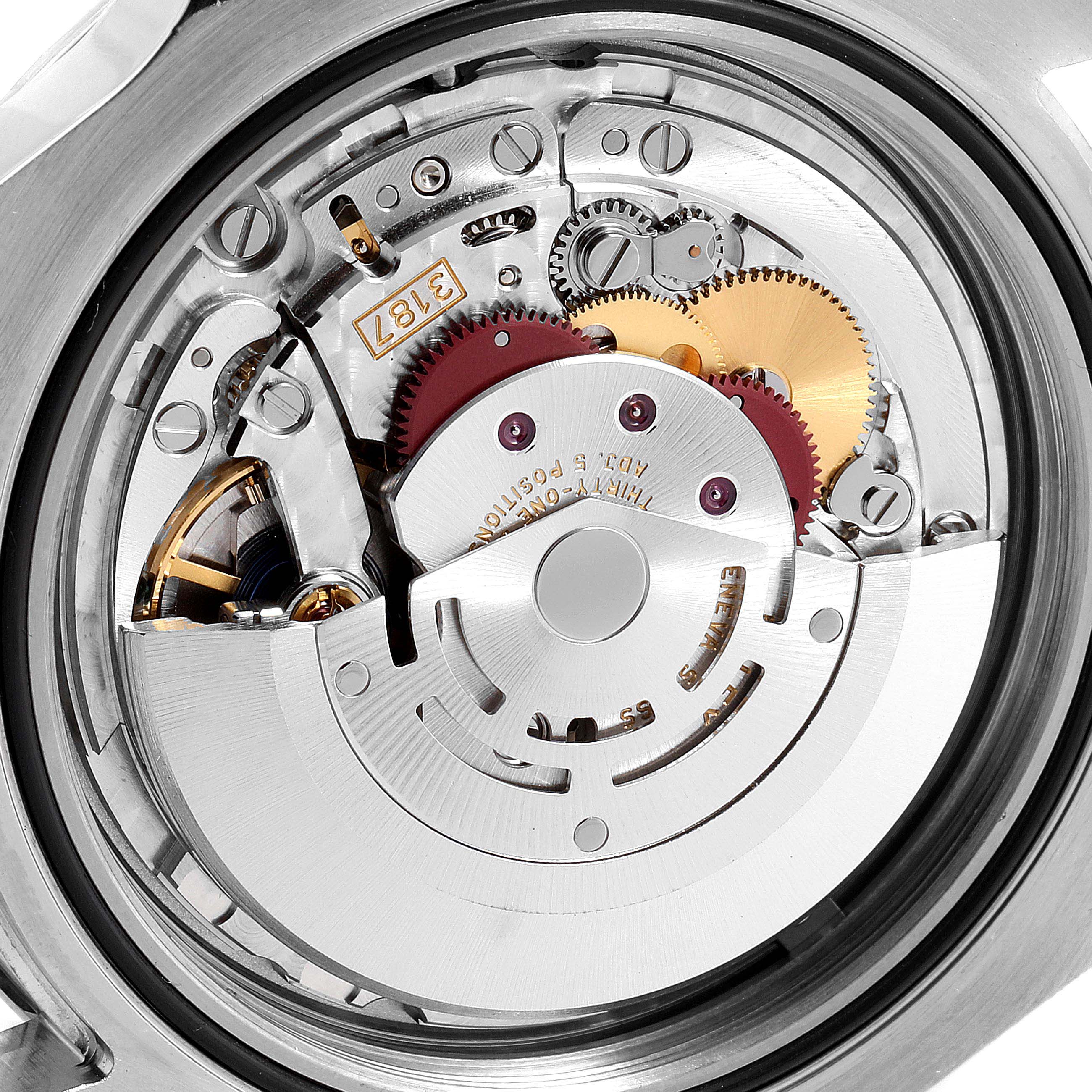 This image shows the movement mechanism of a Rolex Explorer 216570 Men's Stainless Steel White Dial 216570 Men's Stainless Steel White Dial watch viewed from the back.