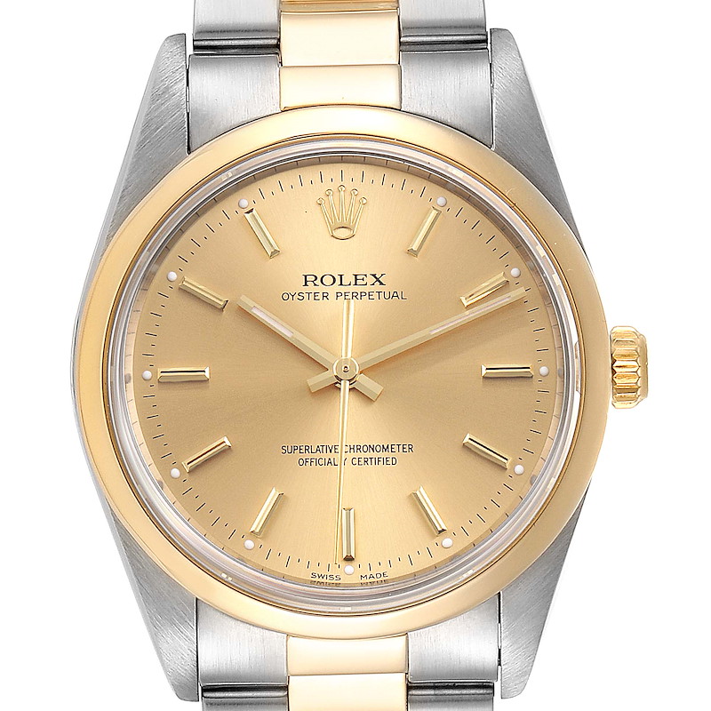 Rolex Oyster Perpetual Nondate Steel Yellow Gold Mens Watch 14203 ...