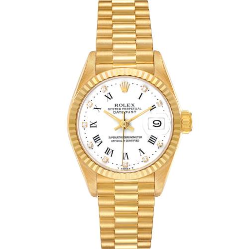 Photo of Rolex President Datejust Yellow Gold White Dial Ladies Watch 69178