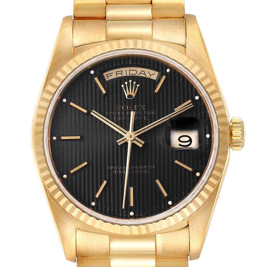 Rolex President Day-Date 36 Yellow Gold Tapestry Dial Mens Watch 18238 SwissWatchExpo