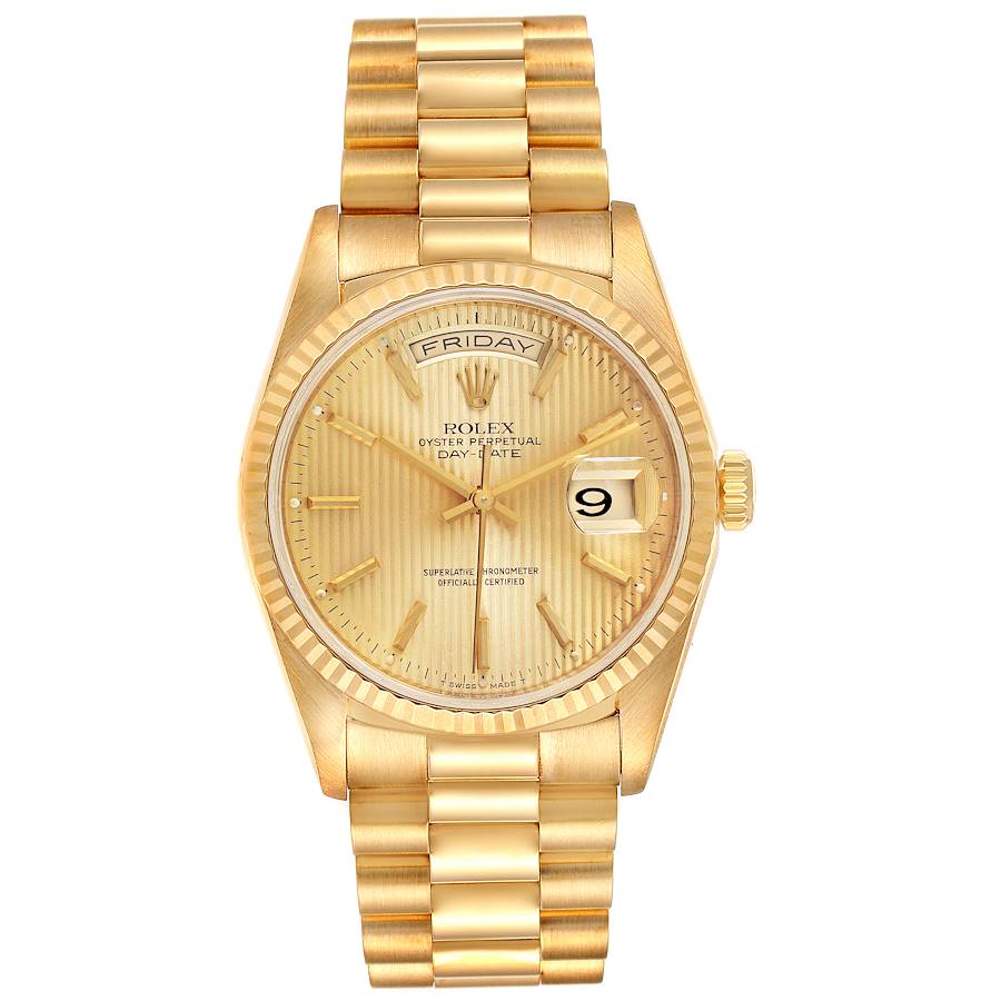Rolex President Day-Date Yellow Gold Tapestry Dial Mens Watch 18238 ...