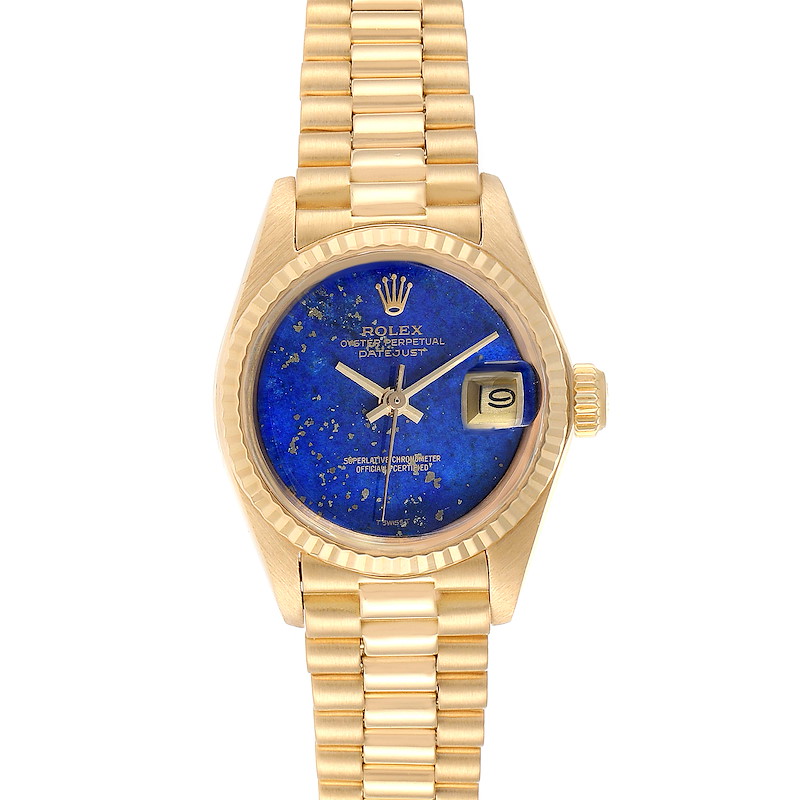 Rolex President Yellow Gold Lapis Lazuli Ladies Watch 6917 Box Papers SwissWatchExpo