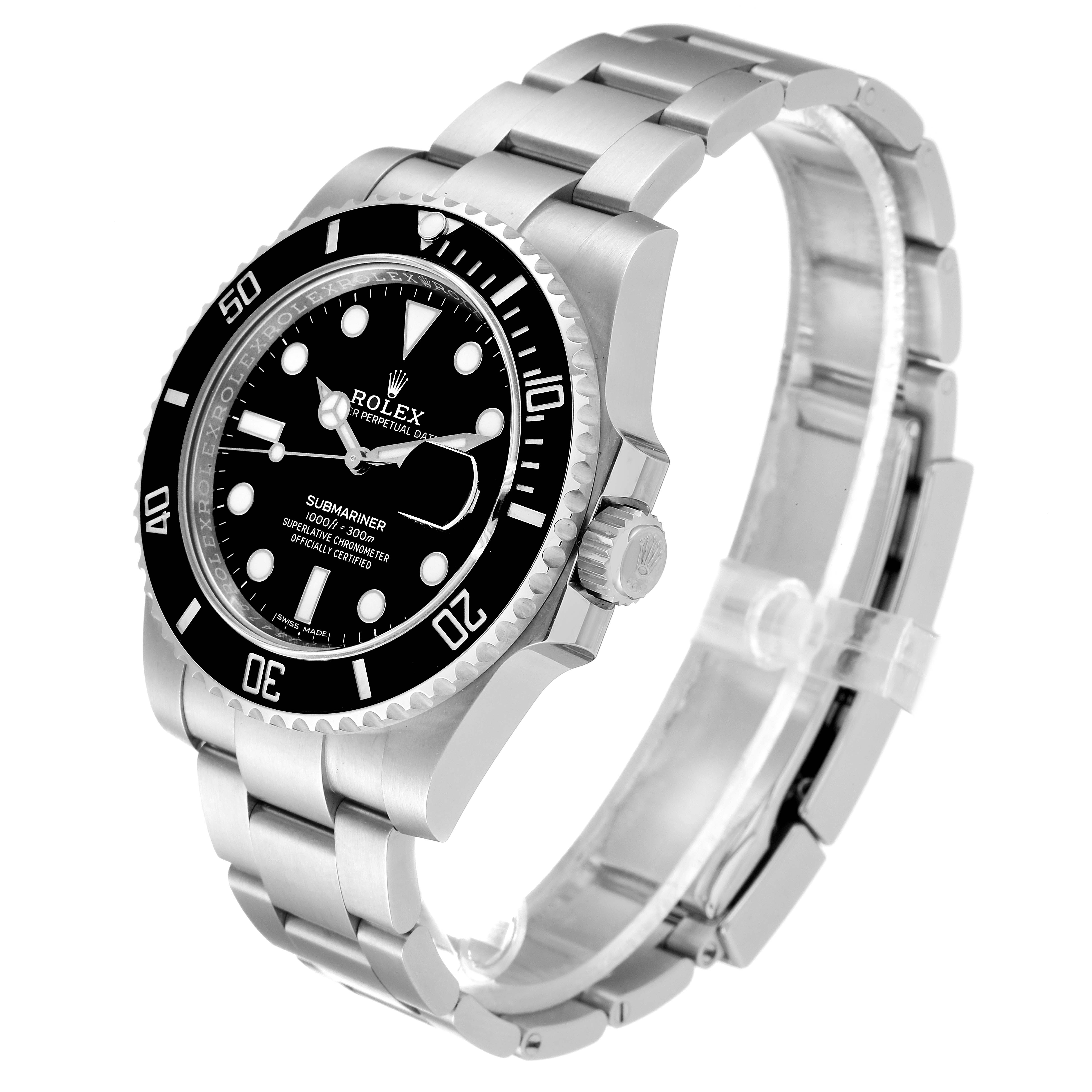This image shows a side angle and partial face of a Rolex Submariner 116610LN Men
s Stainless Steel Black Dial 116610LN Men
s Stainless Steel Black Dial watch, highlighting the bracelet and bezel.