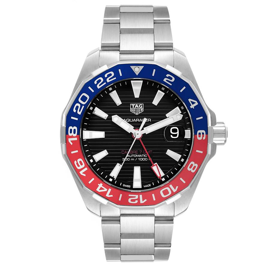 Tag Heuer Aquaracer Pepsi Bezel Steel Mens Watch WAY201F Box Card