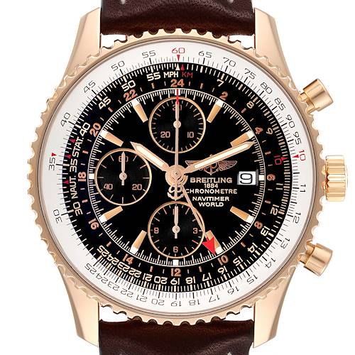 Photo of NOT FOR SALE -- Breitling Navitimer World 18K Rose Gold Black Dial LE Watch H24322 Box Papers -- PARTIAL PAYMENT