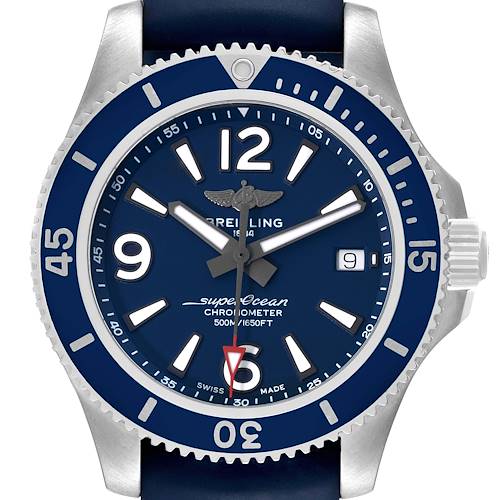 Photo of Breitling Superocean 42 Blue Dial Steel Mens Watch A17366 Box Card