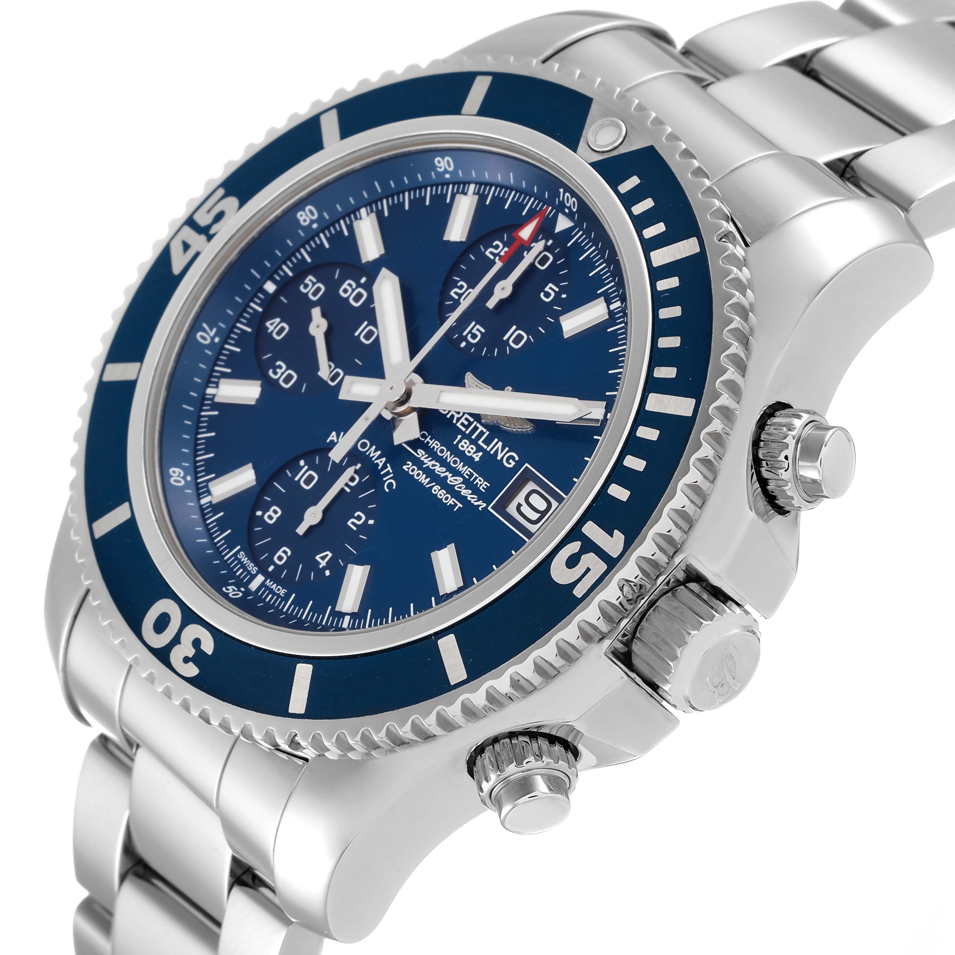 Breitling Superocean Chronograph Blue Dial Mens Watch A13311 Box Papers ...