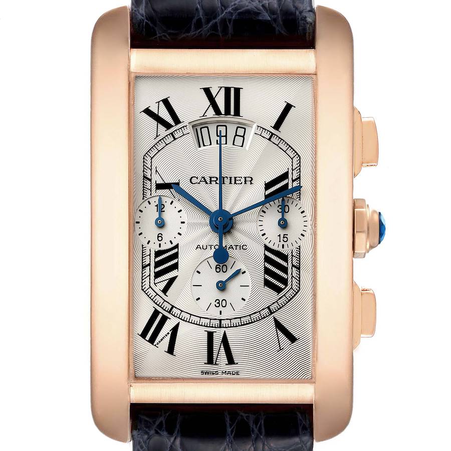 Cartier Tank Americaine XL Chronograph Rose Gold Mens Watch W2610751 SwissWatchExpo