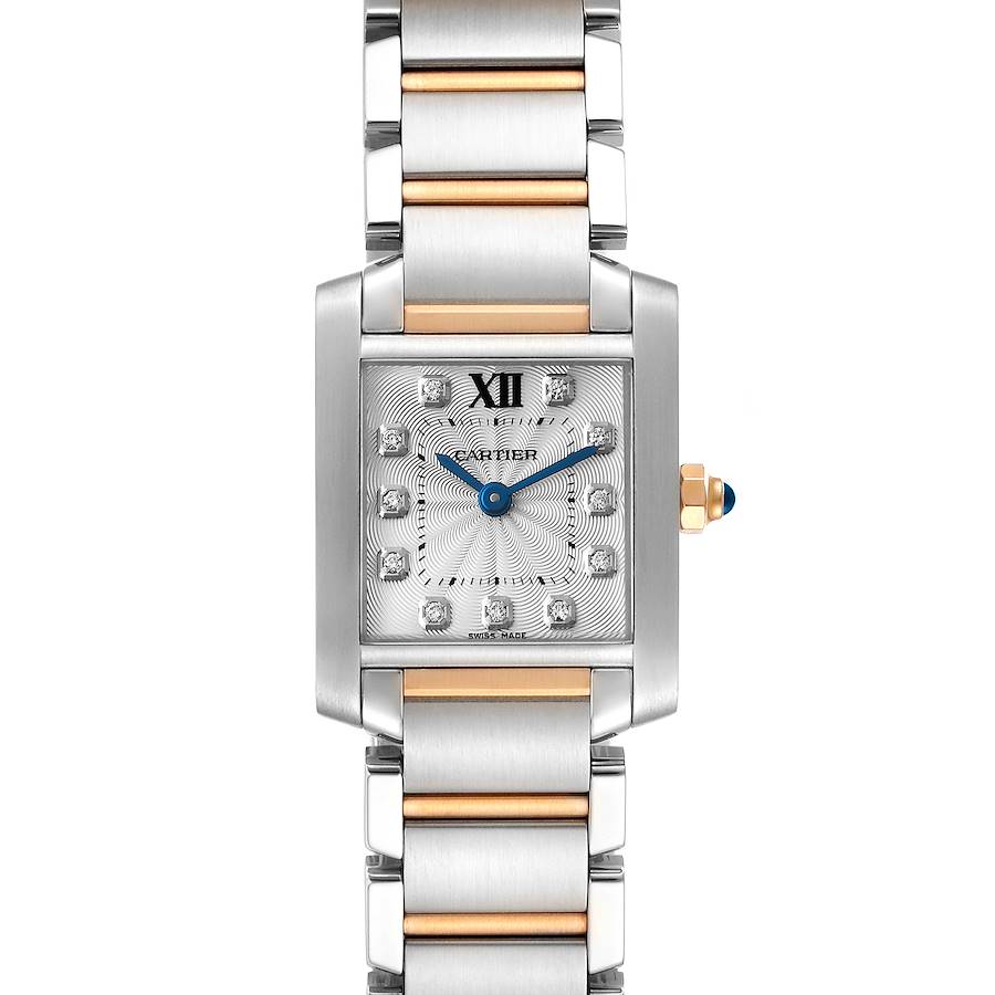 Cartier Tank Francaise Steel Rose Gold Diamond Watch WE110004 Box Papers SwissWatchExpo