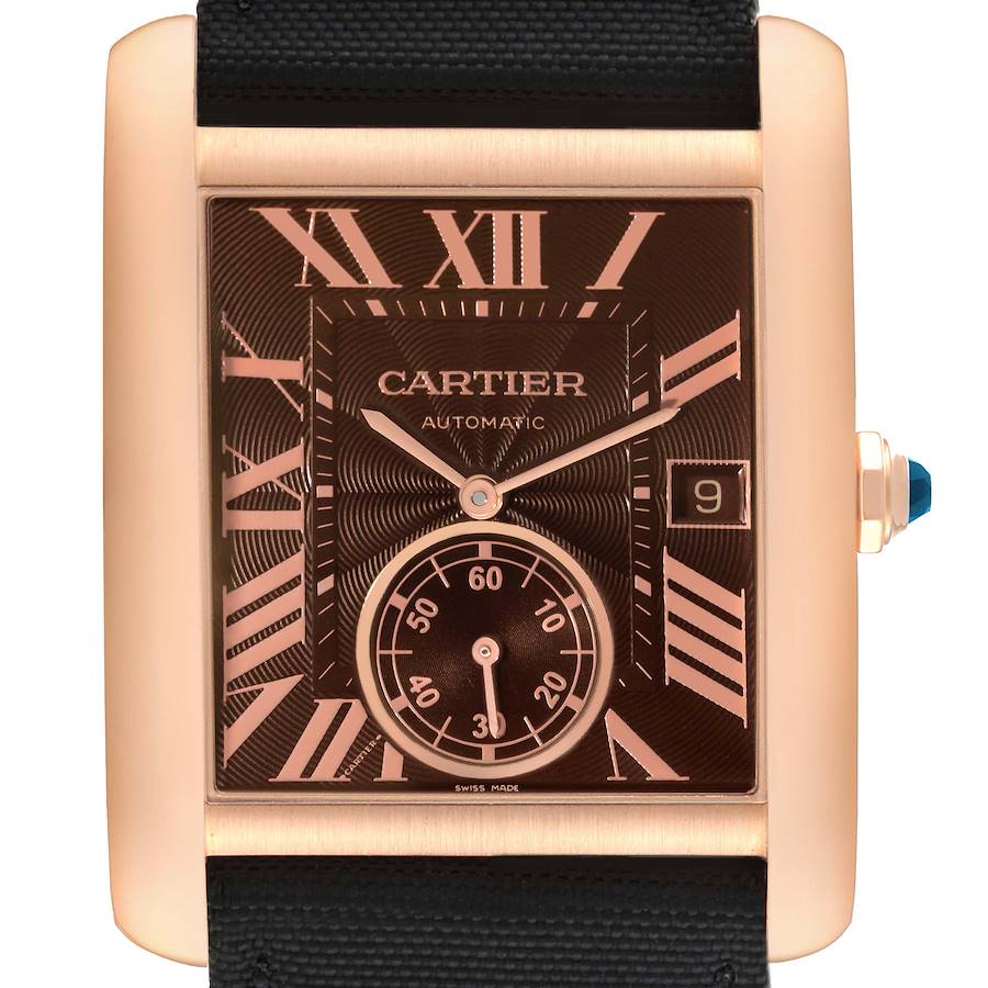 Cartier Tank MC Rose Gold Brown Dial Mens Watch W5330002 Box Card SwissWatchExpo