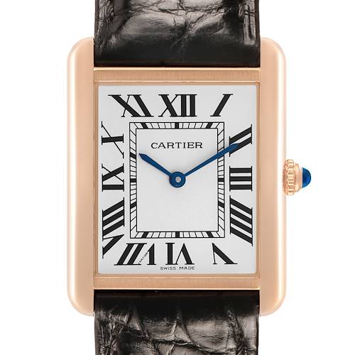 Photo of Cartier Tank Solo Large Rose Gold Mens Watch W5200025 Card