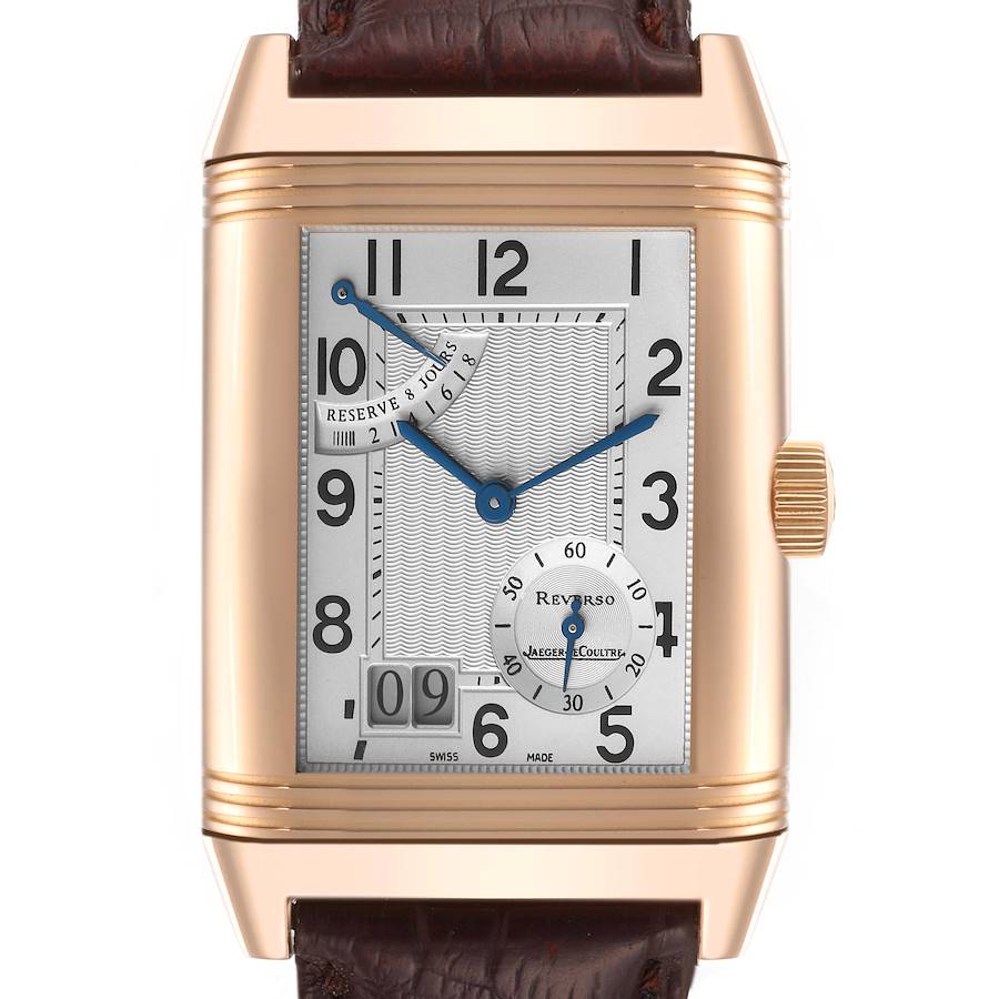 Jaeger LeCoultre Reverso Grande Date Rose Gold Watch 240.2.15 Q3002401 Box Paper SwissWatchExpo