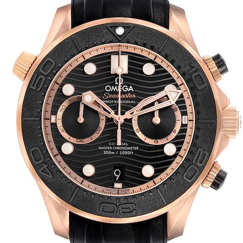 Photo of Omega Seamaster Diver Chronograph Rose Gold Watch 210.62.44.51.01.001 Box Card