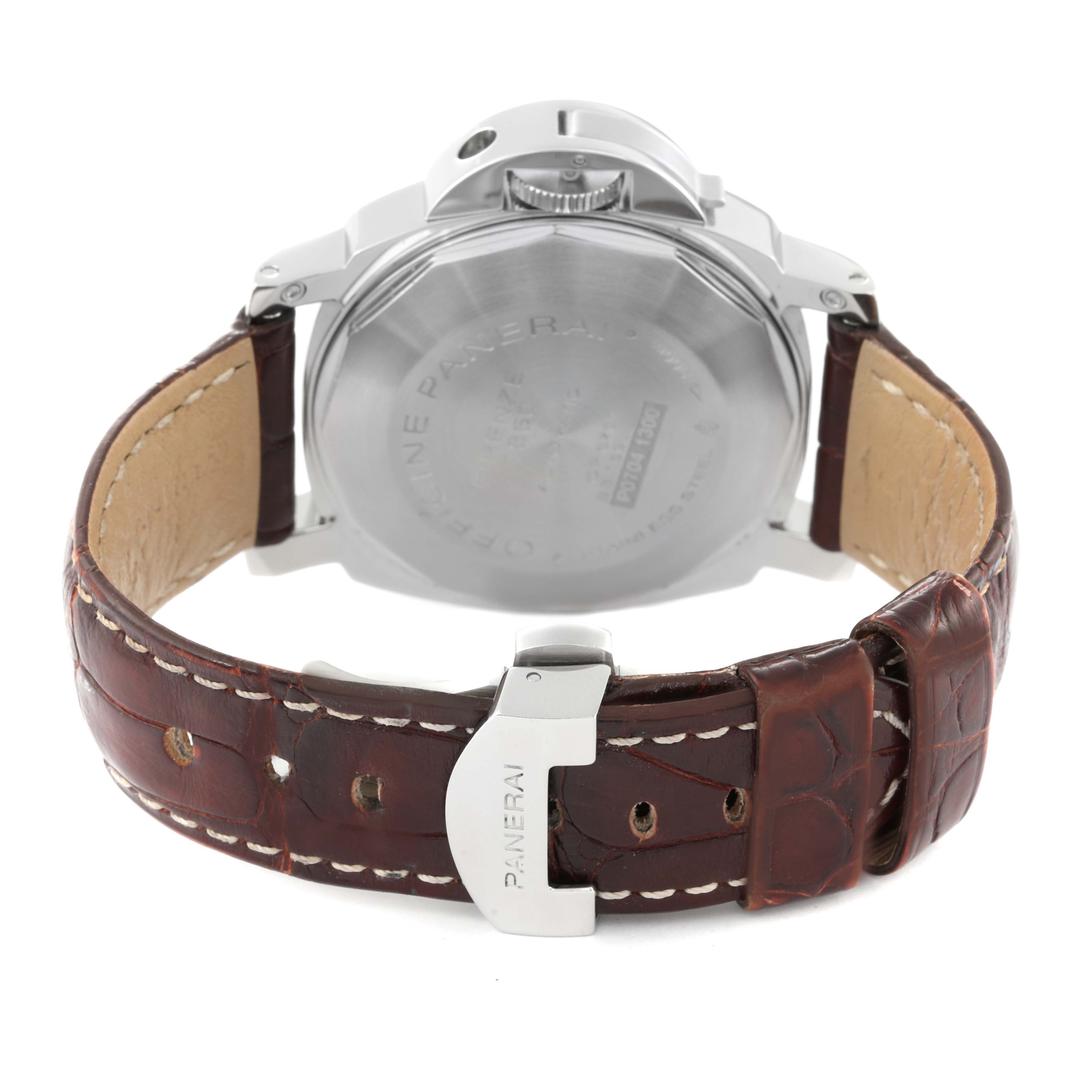 The image shows the back case and clasp of a Panerai Luminor PAM00088 Men's Stainless Steel Black Dial PAM00088 Men's Stainless Steel Black Dial watch, viewed from the rear angle.