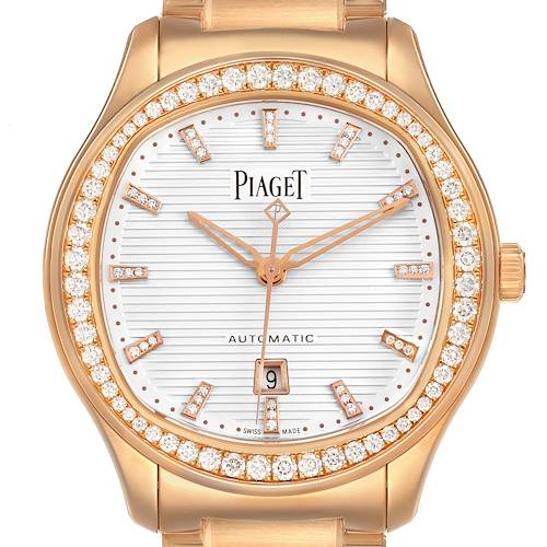 Photo of Piaget Polo Date Rose Gold Diamond White Dial Mens Watch G0A46020 Box Card