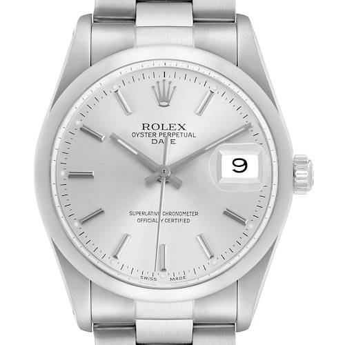 Photo of Rolex Date Stainless Steel Silver Dial Vintage Mens Watch 15000 Papers