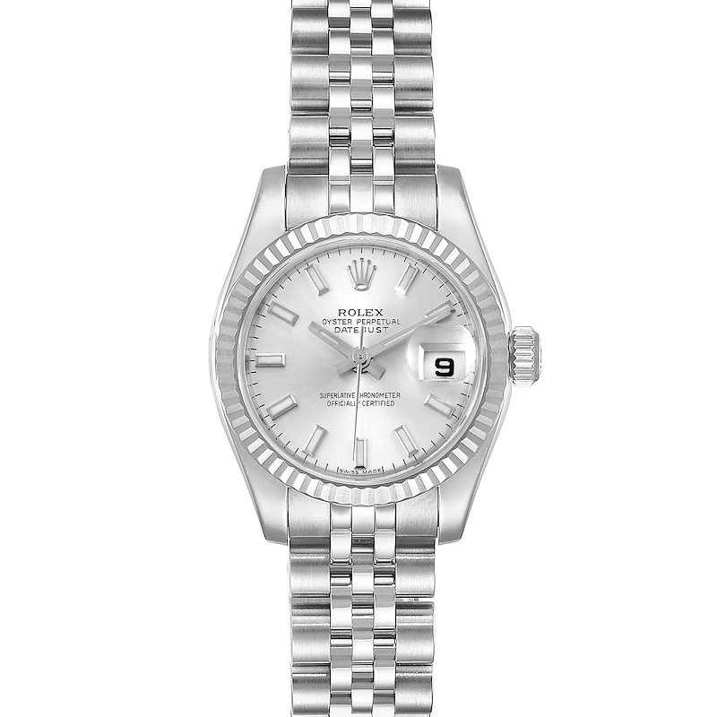 Rolex Datejust 26 Steel 18K White Gold Silver Dial Ladies Watch 179174 SwissWatchExpo