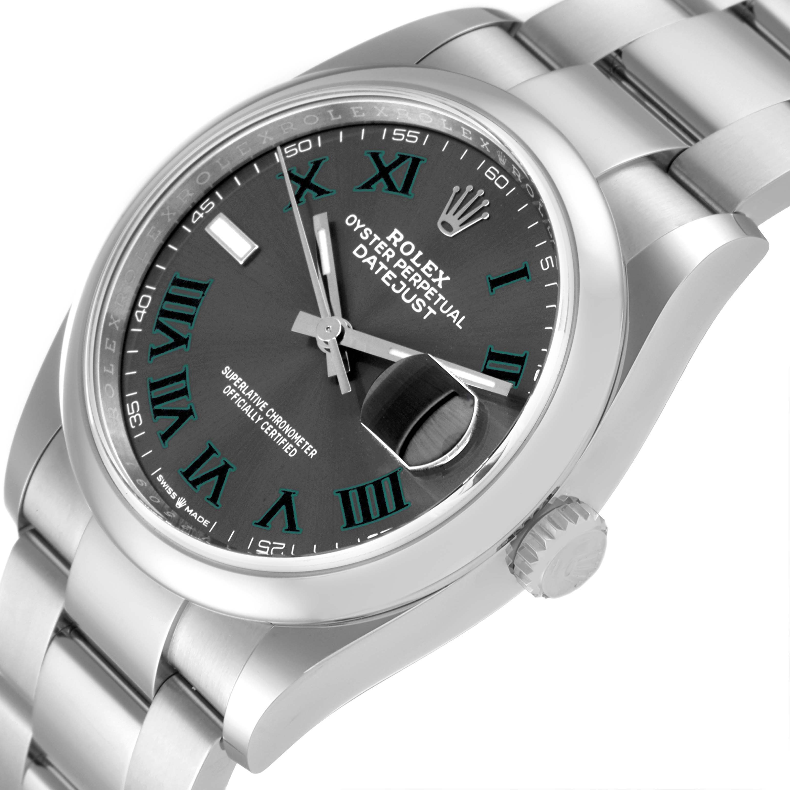 Rolex Datejust 36 Grey Green Wimbledon Dial Steel Mens Watch 126200