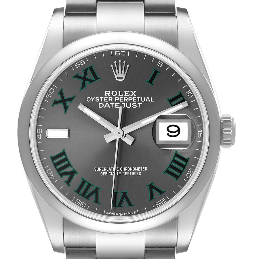 Rolex Datejust 36 Grey Green Wimbledon Dial Steel Mens Watch 126200 Unworn SwissWatchExpo
