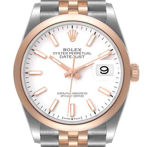 Photo of Rolex Datejust 36 Steel EveRose Gold Silver White Dial Watch 126201 Unworn