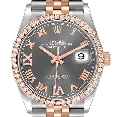 Photo of Rolex Datejust 36 Steel Rose Gold Diamond Mens Watch 126281 Card