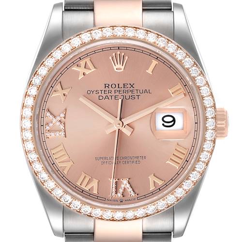 Photo of Rolex Datejust 36 Steel Rose Gold Diamond Unisex Watch 126281 Card