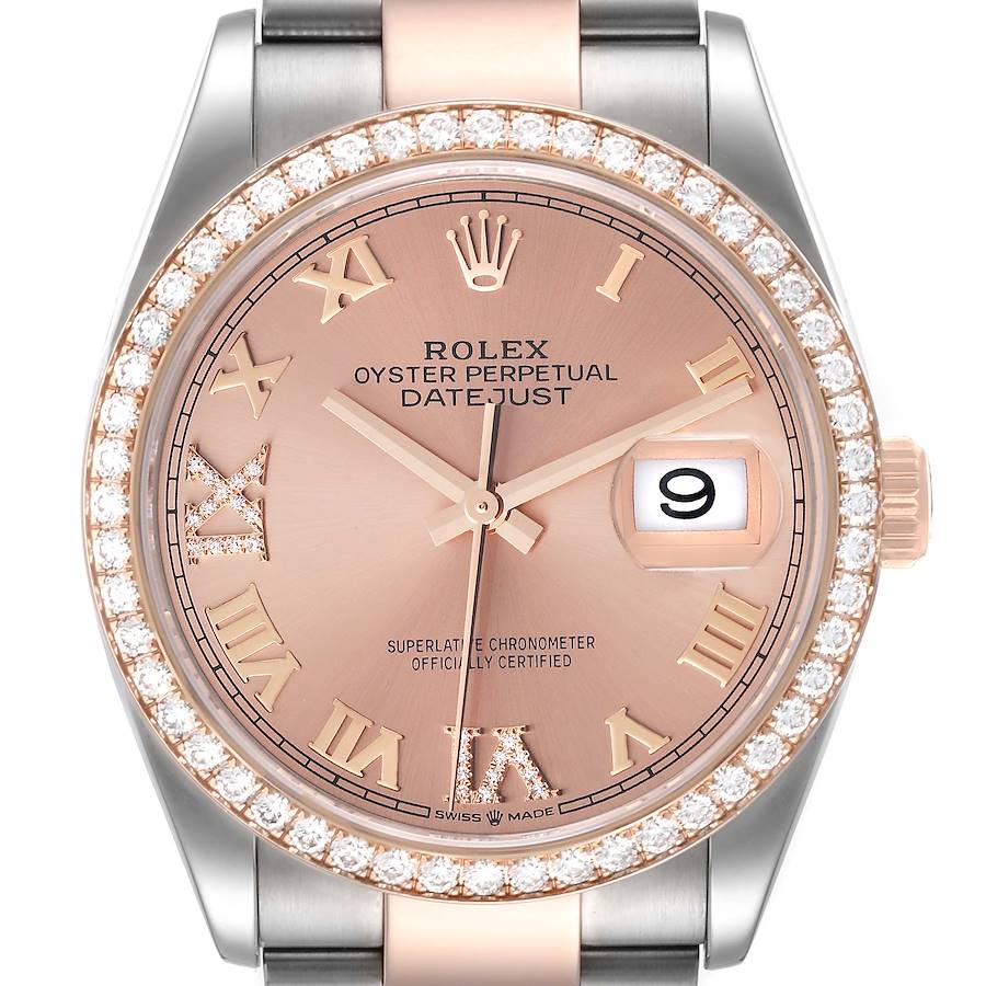 Rolex Datejust 36 Steel Rose Gold Diamond Unisex Watch 126281 Card SwissWatchExpo